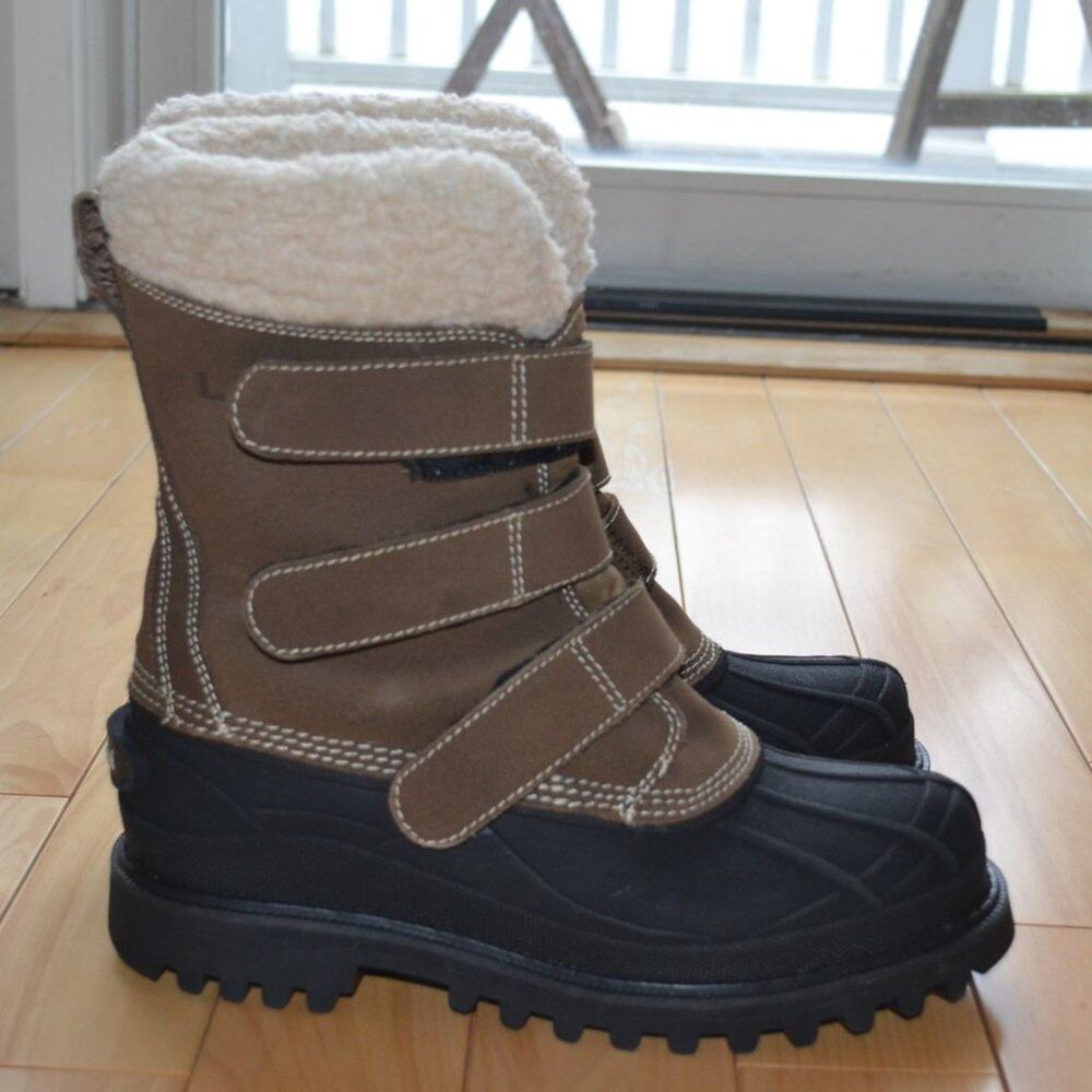 LL Bean Waterproof Suede Winter Boots Hook & Loop Size 7
